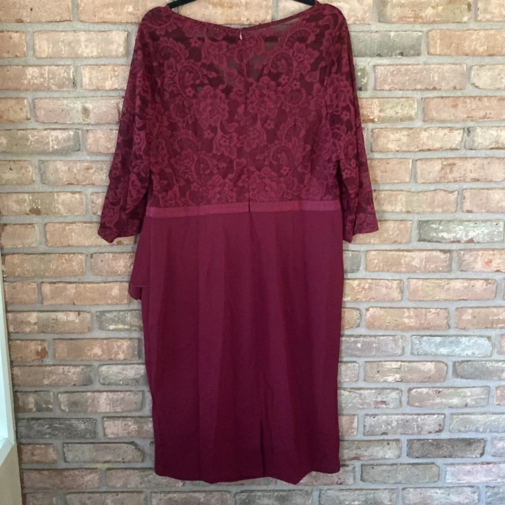 Miusol Retro V Neck Floral Lace Ruffle Style Cocktail Party Dress 2XL NWT